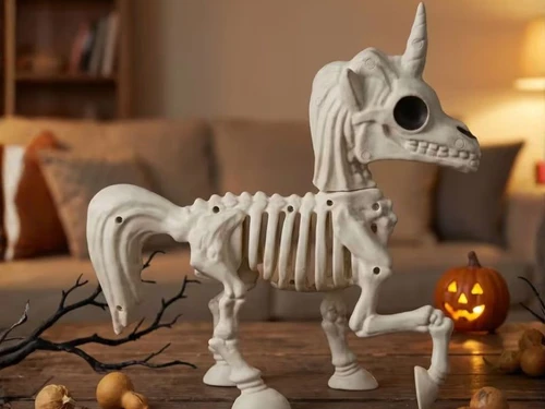 unicorn skeleton halloween decoration posing prop