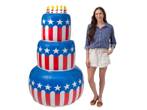jumbo inflatable patriotic usa flag cake decoration 6 ft