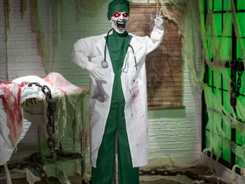 animated halloween doctor prop shaking talking light up
