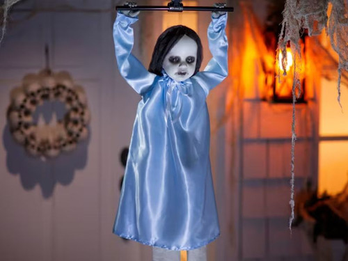 animated swinging girl Halloween decoration with sound