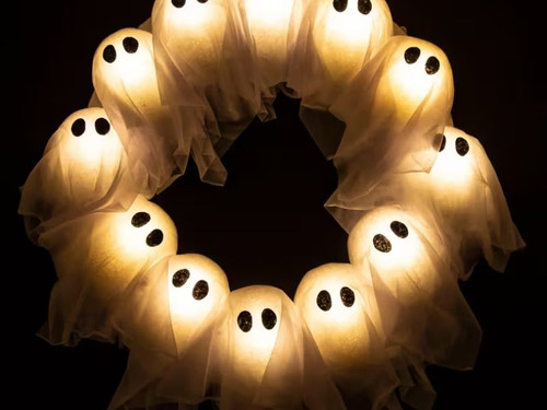 ghost halloween wreath for front door