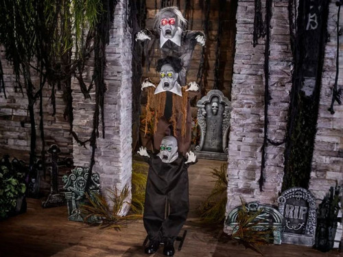 animated stacked zombie Halloween decoration light up