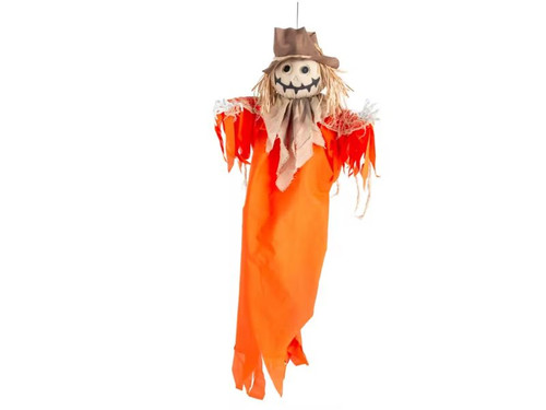 animated flying pumpkin man prop hanging display