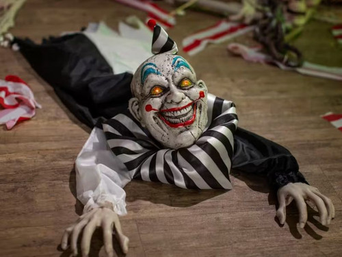 animated crawling clown halloween decoration light up