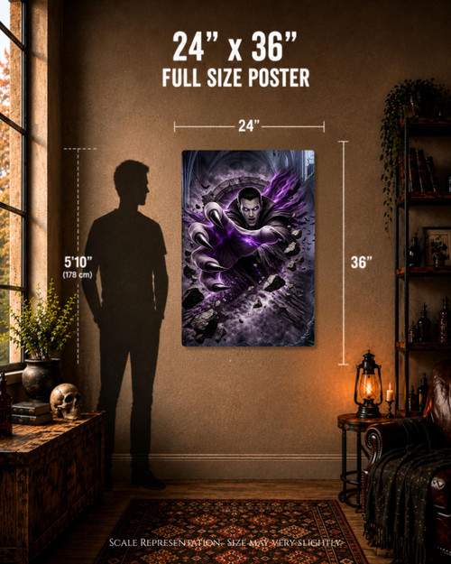 Gothic vampire wall art displayed in dark home decor setting
