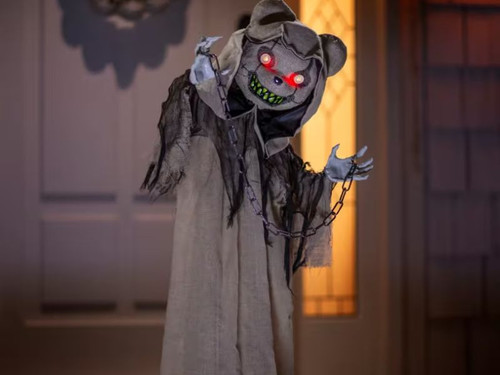 animated creepy bear halloween decoration light up eyes