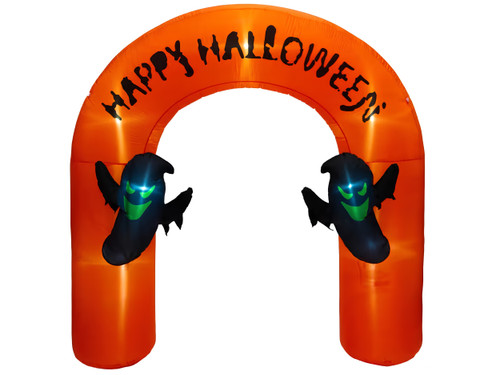 Inflatable Halloween arch with ghosts for yard display