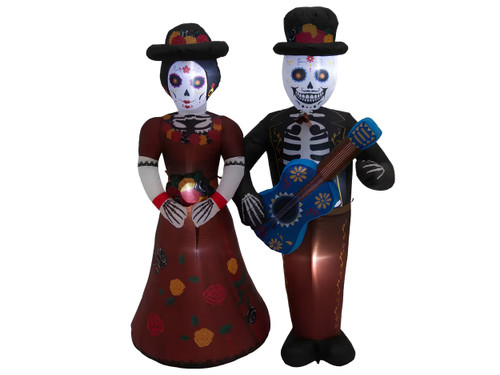 Day of the Dead sugar skull couple inflatable outdoor decor