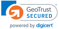 GeoTrust Secured Logo with text: powered by digicert