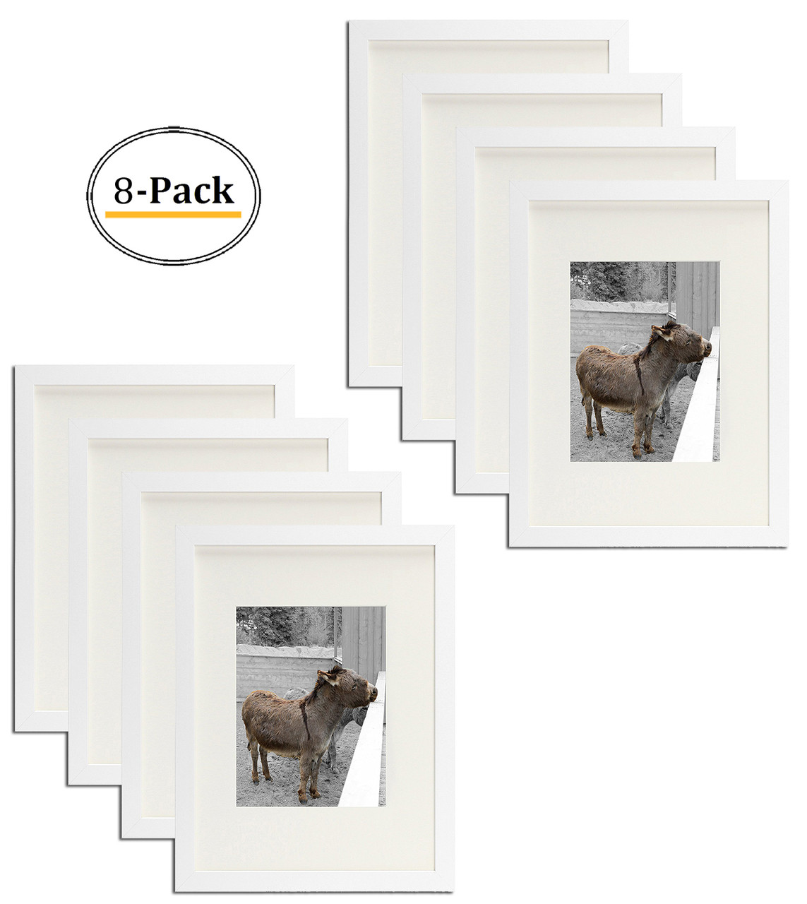 Golden State Art,11x14 White Wood 3/4 Frame for 8x10 Picture and White Mat