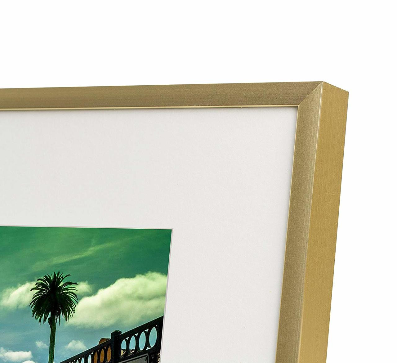 Mat Board Center, 8x10 Aluminum Picture Frame - Displays 5x7 with Mat and  8x10 Without Mat - Horizontal and Vertical for Tabletop Wall Mounting Metal