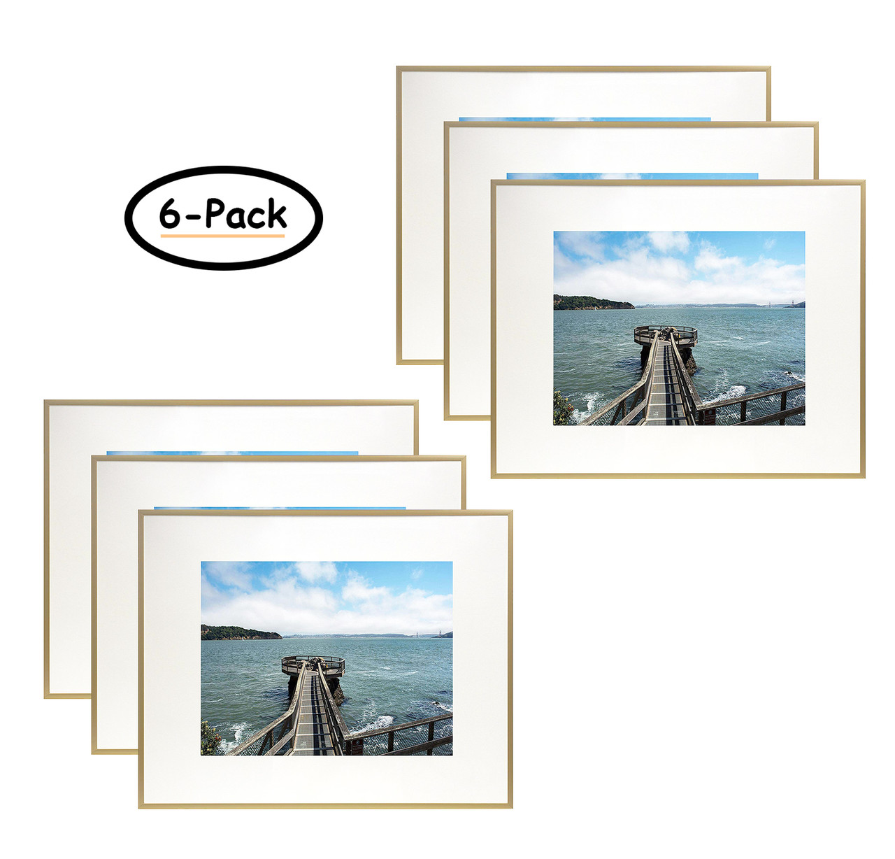 2 Pack 11x14 Wood Picture Frames with Mat 8x10 Photo Frame with Real Glass  Wall