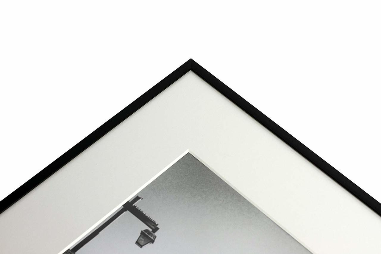 Contemporary, Gallery Black Picture Frame, 12x12 Inch, White Mat With 8x8  Inch Opening, 4-piece Set 500121204B12A, Craig Frames, Frame Set 