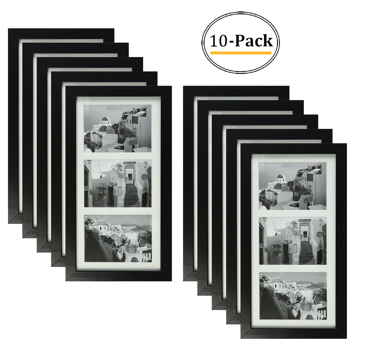 7x14 Frame for Three 4x6 Pictures Black Wood (10 Pcs per Box)