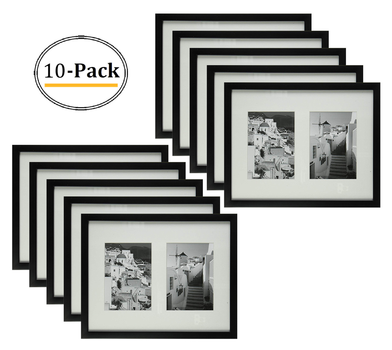 Black & White Wall Mount Photo Picture Frame 11x14 with Matting Hold 8x10  Photo