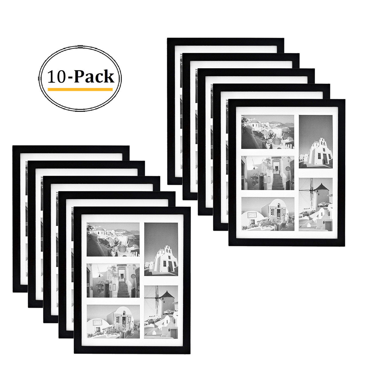 Photo Mat 11X14 Double W/Multiple Openings-White W/Black