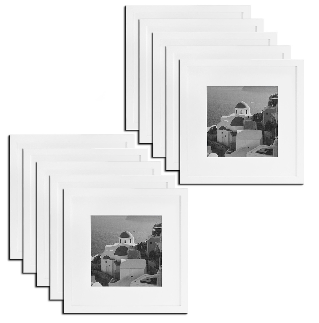 Square Wood Picture Frame 6x6 8x8 10x10 11x11 Family Photo Collage White  Mat