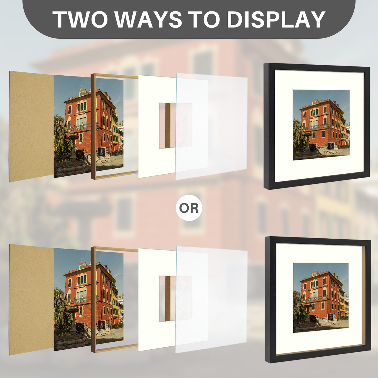 12X12 Picture Frames, Square Natural Wood Frames with Acrylic Plexiglass  for Pic