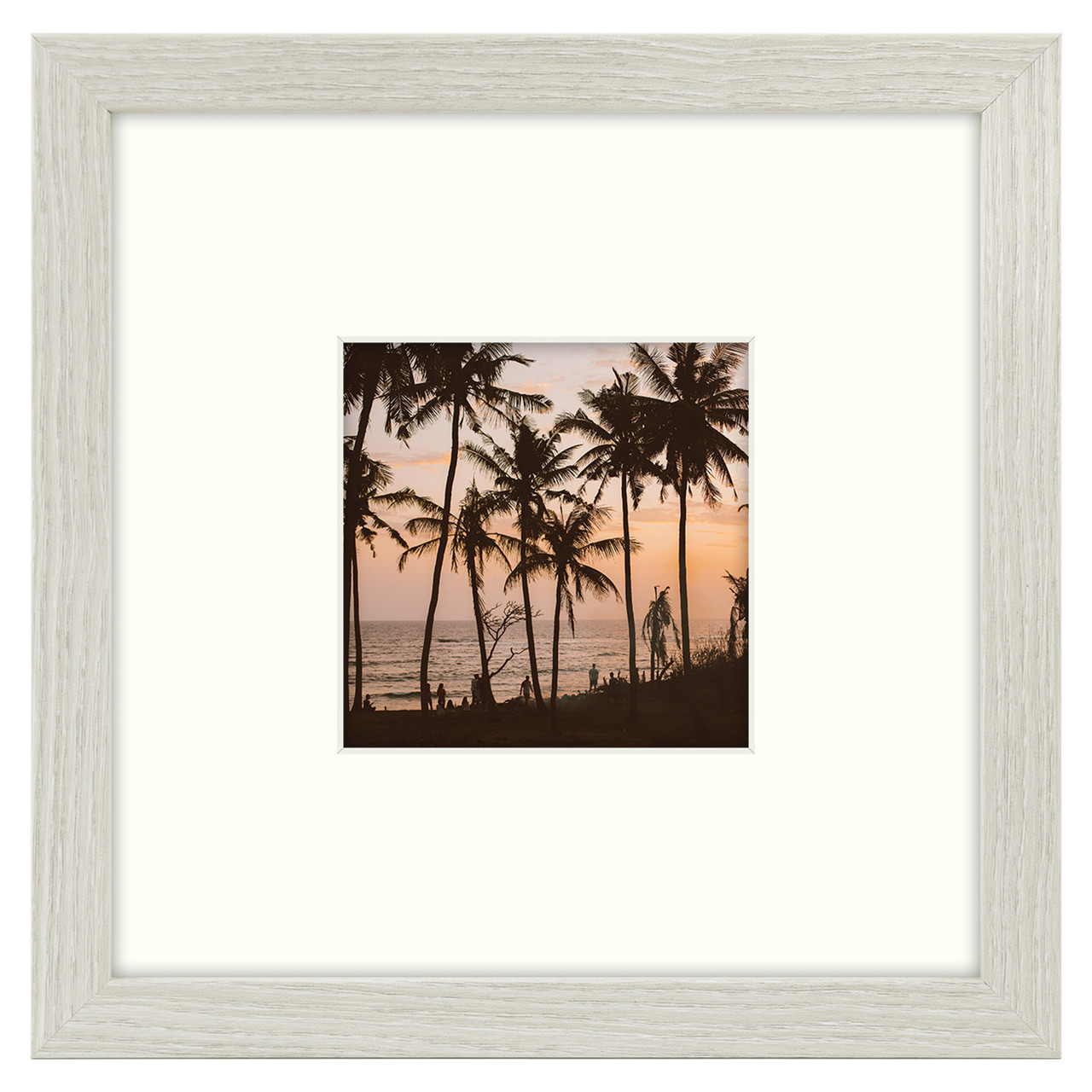 8x8 White Picture Frame for 4x4 Photo with Ivory Mat and Real Glass