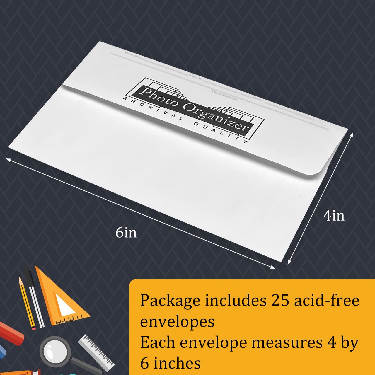 Lineco Photo File Envelopes 4X6 Inch 25/Pk