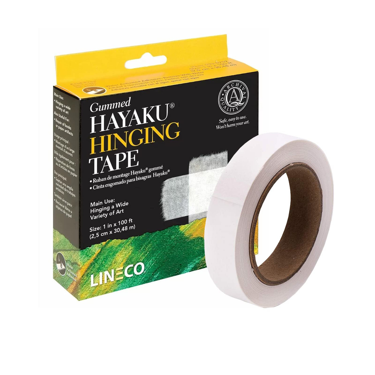 Lineco,Gummed Hinging Hayaku Tape 1 X 100 Feet. Archival with Acid-Free  Water Activated Adhesive.