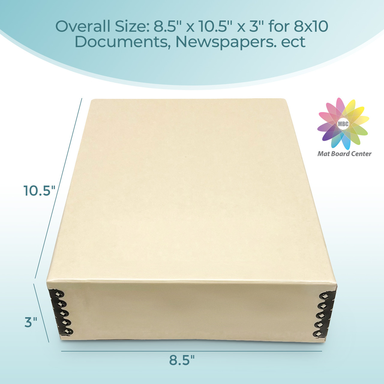 Lineco 8x10 Archival Print Storage Box, Drop Front Design, 3 Deep, Tan