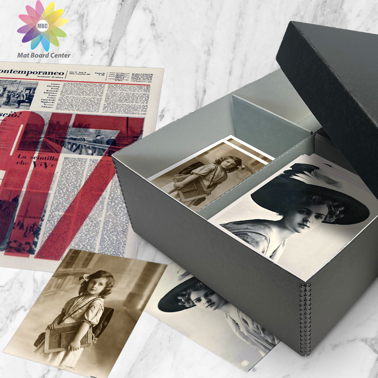 Lineco 12x7.75x5.5 Black Archival Photo Storage Box fits 5x7