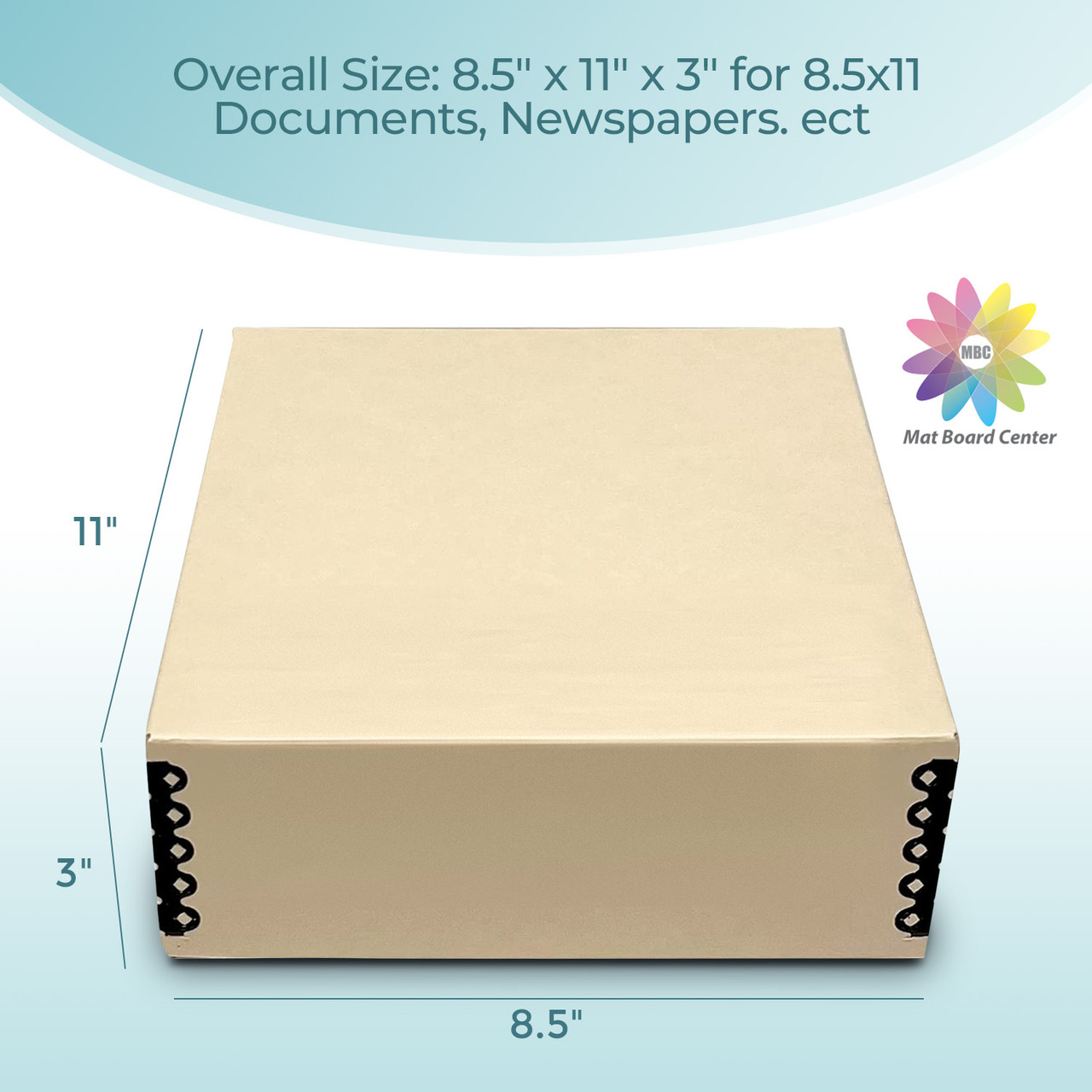 Lineco 11X17 Tan 1.5 Deep Museum Storage Box Removable Lid and Drop Front  Design