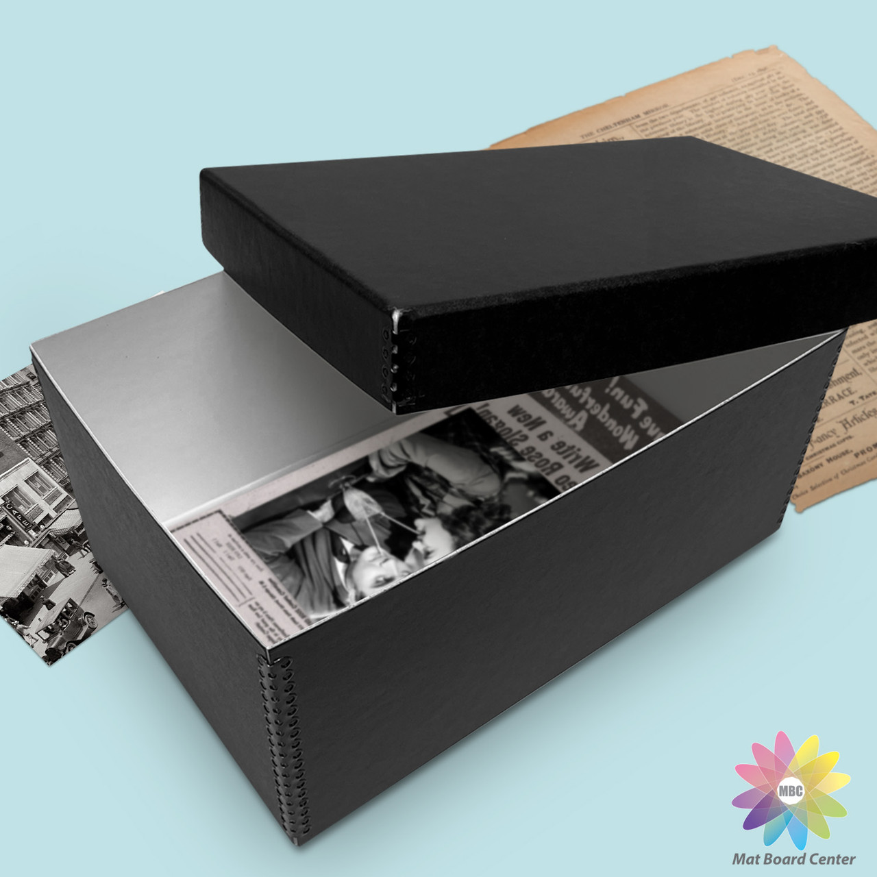 Lineco 12x7.75x5.5 Black Archival Photo Storage Box fits 5x7 Pictures  Container with