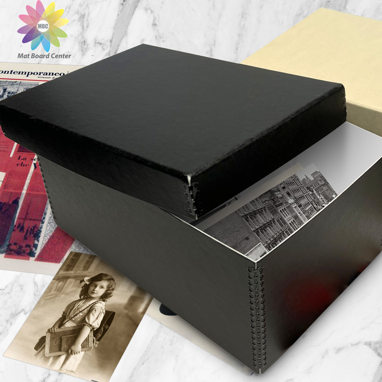 Lineco 12x7.75x5.5 Black Archival Photo Storage Box fits 5x7 Pictures  Container with