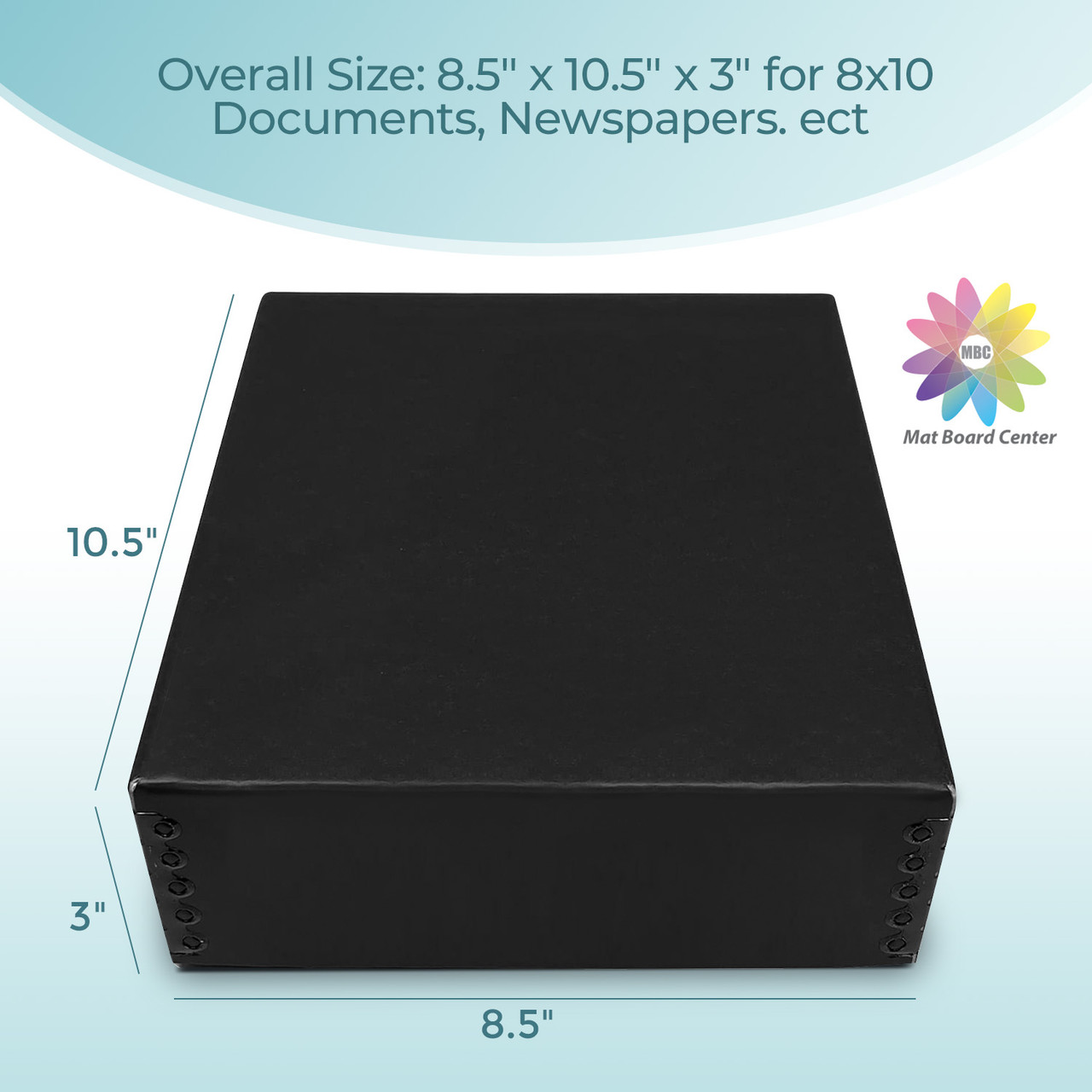 Lineco 8x10 Black 3 Deep Museum Storage Box Drop Front Design 8.5x10.5x3 In