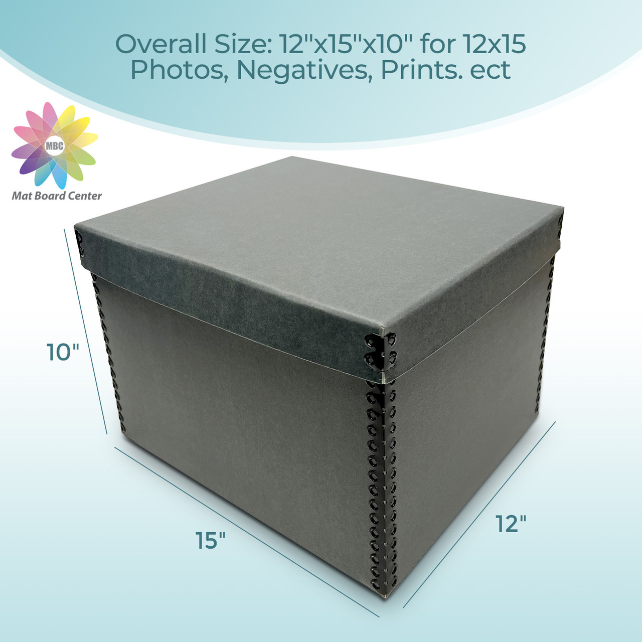 Lineco Black Photo Storage Box 11x7.5x5.5 Inches with Drop Front