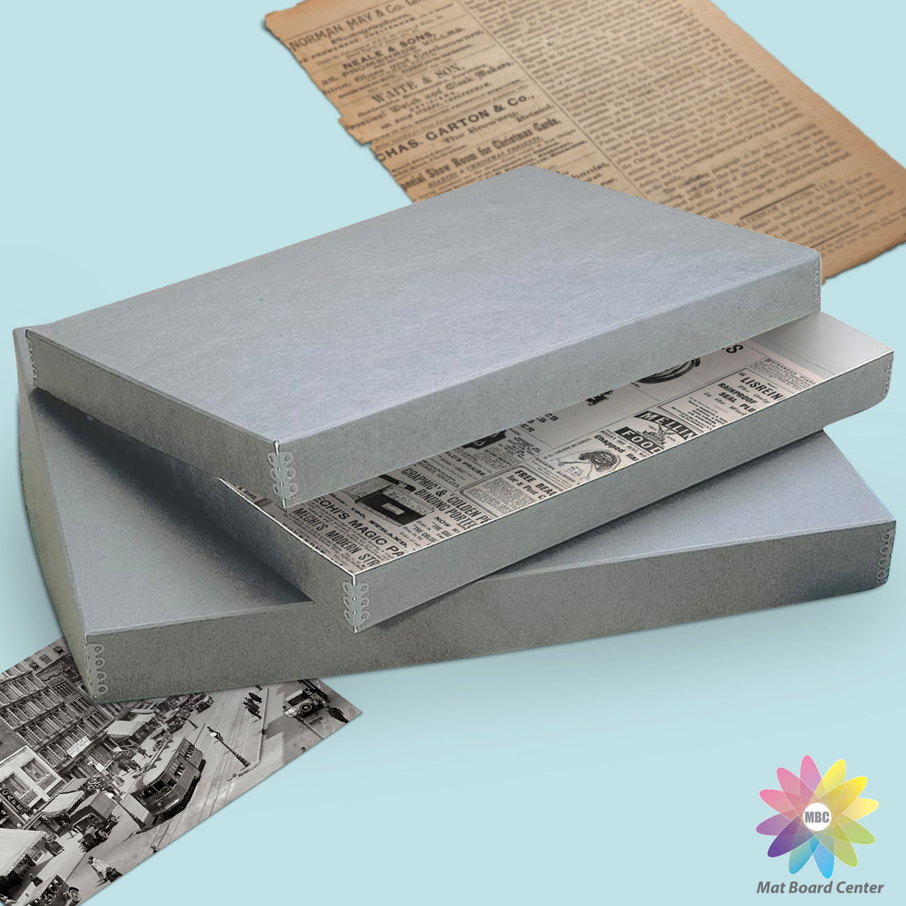Lineco 16x20 Blue/Gray 3 Deep Acid Free Archival Print Photo Museum Storage  Box with Metal Edge