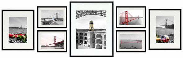 Pack of Seven Gallery Wall Frames Set Black Aluminum