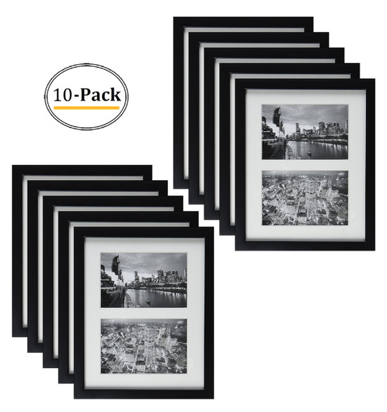 13.7x15.7 Matted Black Wood 7-Opening for 4 x 6 Collage Picture Frame