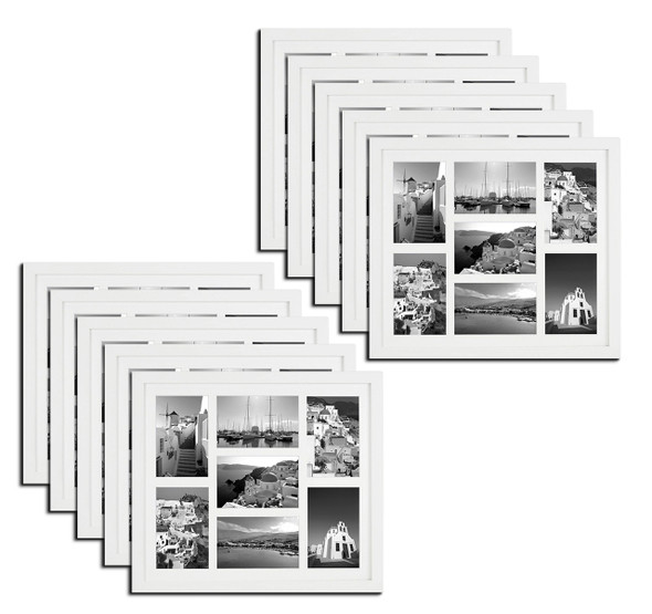 13.7x15.7 Frame for Seven 4x6 Picture White Wood (10 Pcs per Box)