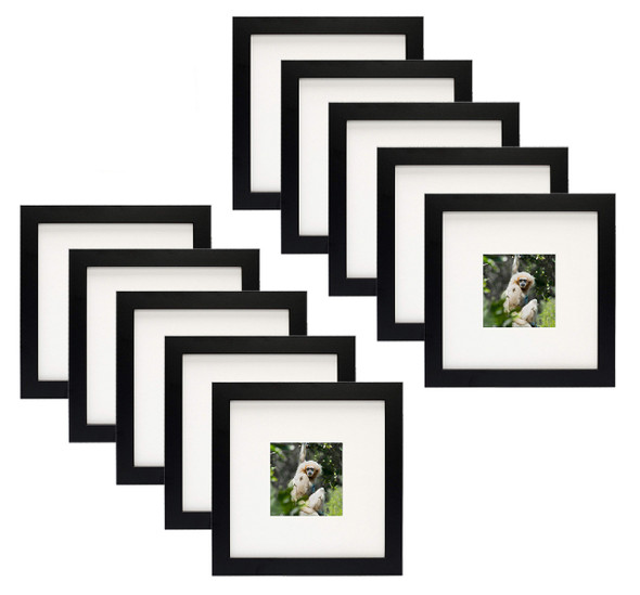 8x8 Natural Picture Frame for 4x4 Photo with Ivory Mat and Real Glass