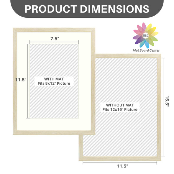 12x16 Beige Picture Frame for 8x12 Photo