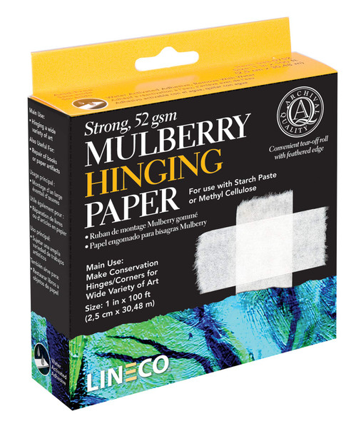 Lineco Mulberry Hinging Paper 1" x 100 ft. for Making Conservation Hinges. Safely Hinge Artwork, Craft, Digital Prints, Documents, and More.