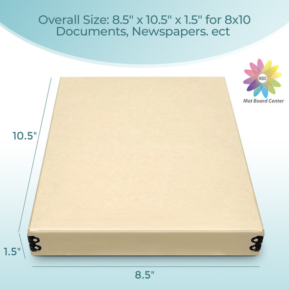 Lineco 8x10 Tan 1.5" Deep Museum Storage Box Archival Acid Free with Metal Edge