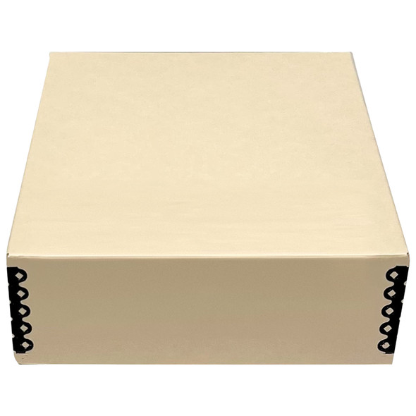Lineco 8.5x11 Tan 3" Deep Museum Storage Box with Removable Lid and Drop Front Design