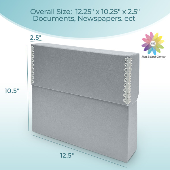 Lineco Letter 12.5" x 10.5" x 2.5" wide Blue/Gray Archival Document Storage Cases Acid Free File Organizer