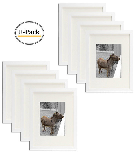 12x16 Frame for 8.5x11 Picture White Wood (8 Pcs per Box)