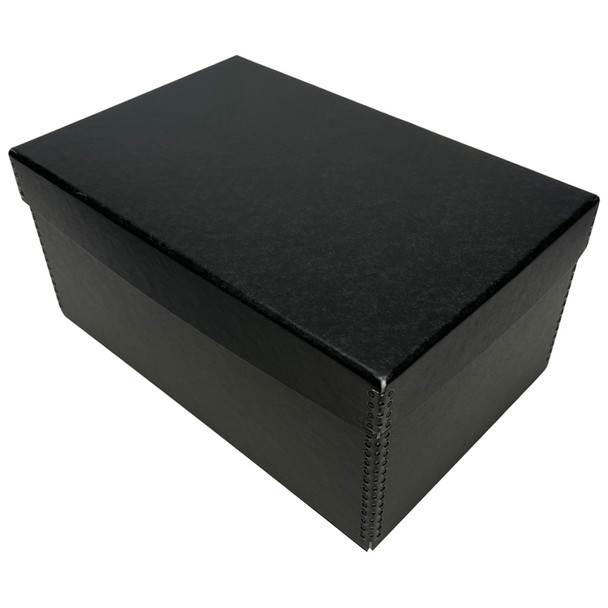 Lineco 12"x7.75"x5.5" Black Archival Photo Storage Box fits 5x7 Pictures Container with Removable Lid