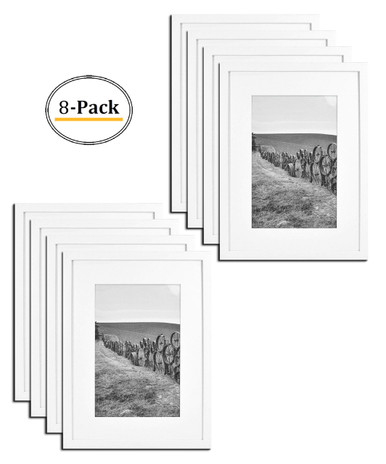 Mainstays Museum 16X20 Matted to 8X10 Wood Picture Frames, White