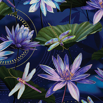 Waterlily Pool Cobalt Blue