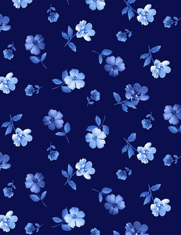 Tiny Blue Flowers Navy