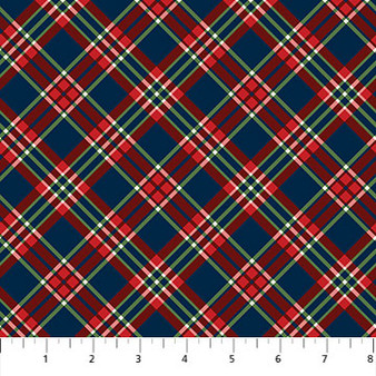 Christmas Traditions Bias Plaid Navy