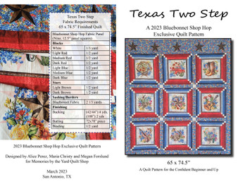 2023 Bluebonnet Shop Hop Exclusive Quilt Kit - Texas Two Step - 65 x74.5"