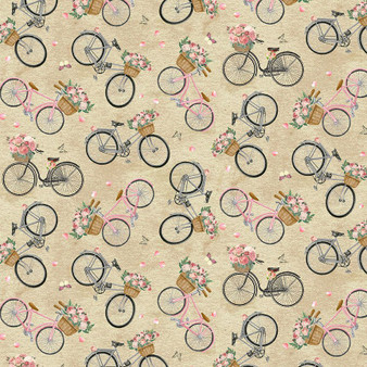 JARDIN - ROSE GARDEN ||  FRENCH FLORAL BIKE || Sold by the yard